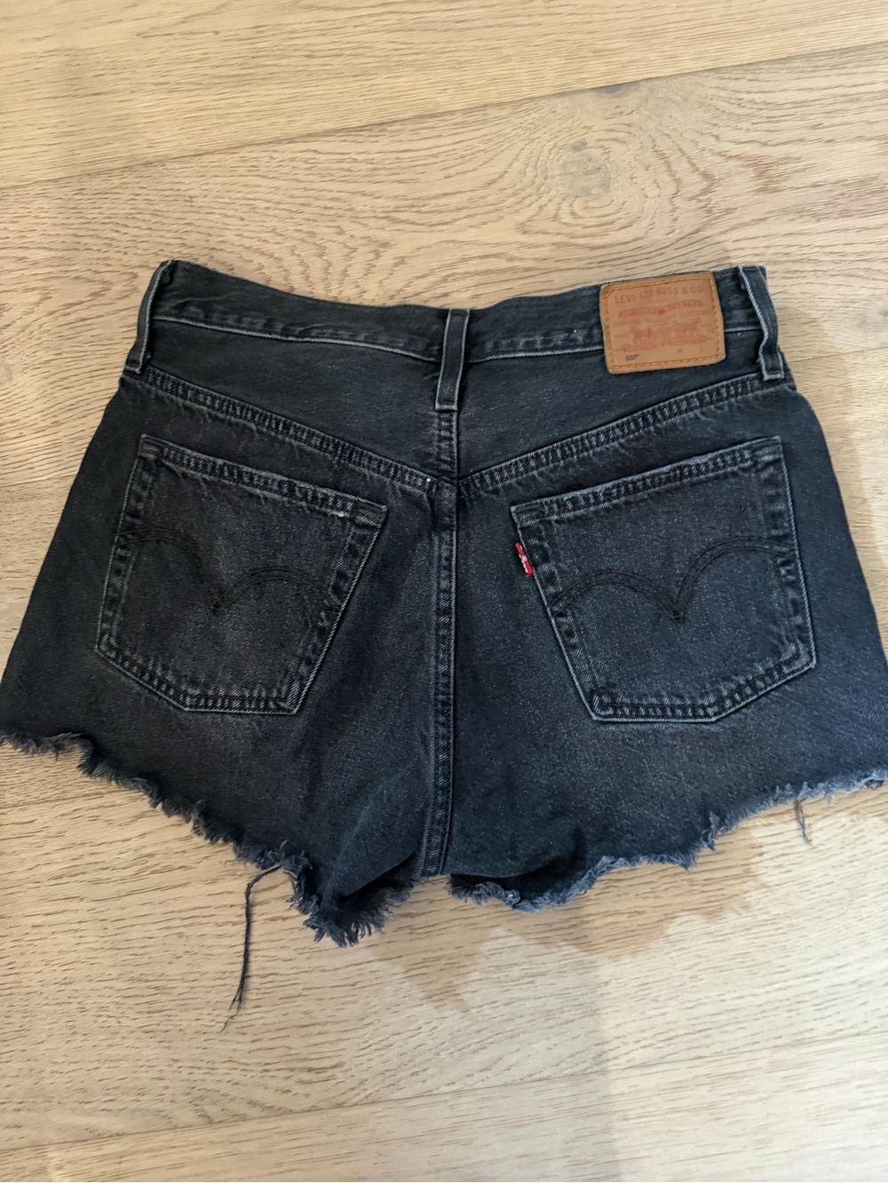 Levi's Black Denim Frayed Hem Women's Shorts